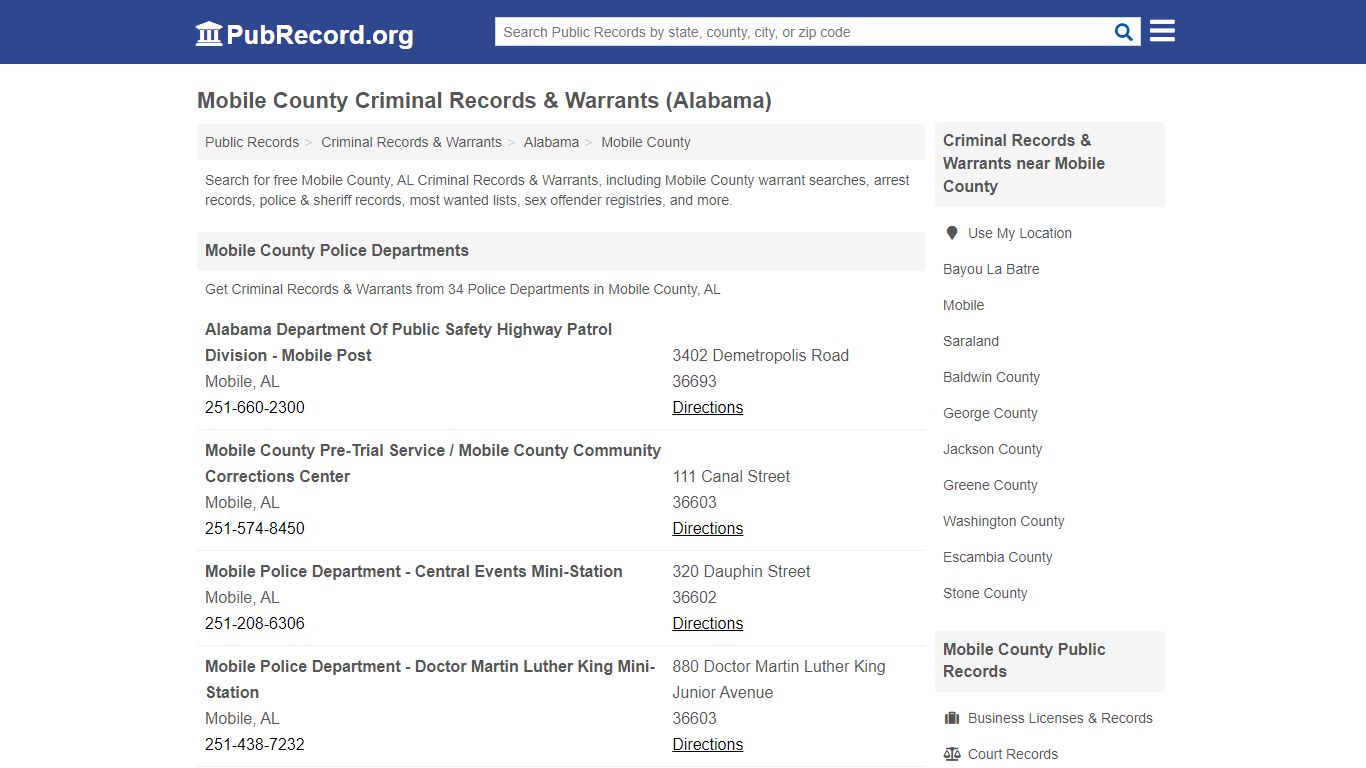 Mobile County Criminal Records & Warrants (Alabama)